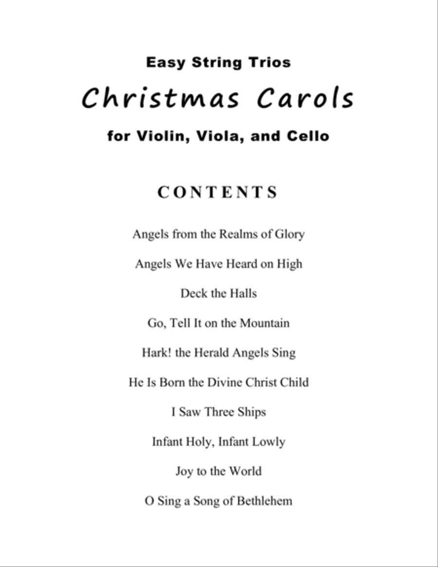 Easy String Trios: Christmas Carols (A Collection of 10 Easy Trios for Violin, Viola, and Cello) image number null