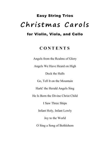Easy String Trios: Christmas Carols (A Collection of 10 Easy Trios for Violin, Viola, and Cello) image number null