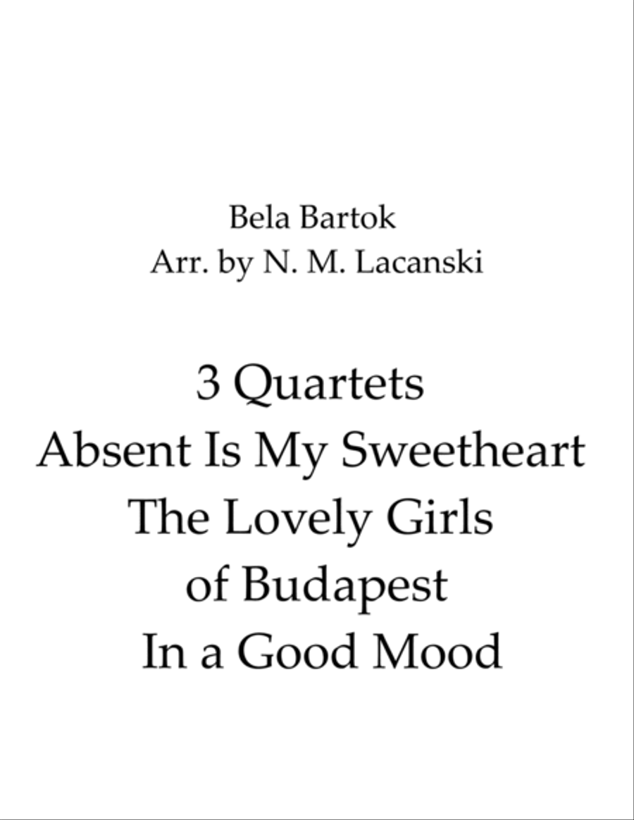 3 Quartets Absent Is My Sweetheart The Lovely Girls of Budapest In a Good Mood String Quartet scores gallery preview page 1