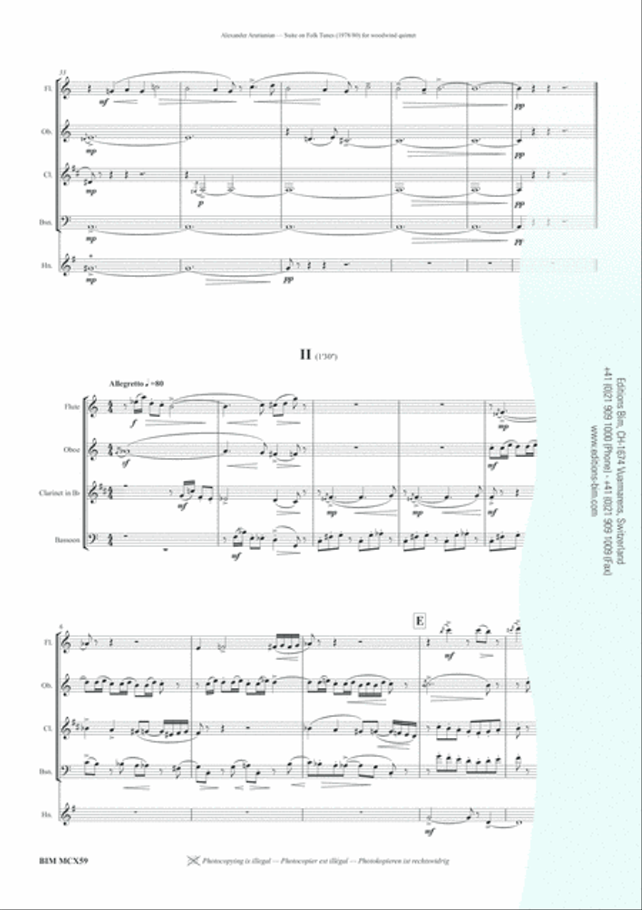Suite on Folk Tunes Woodwind Quintet scores gallery preview page 3