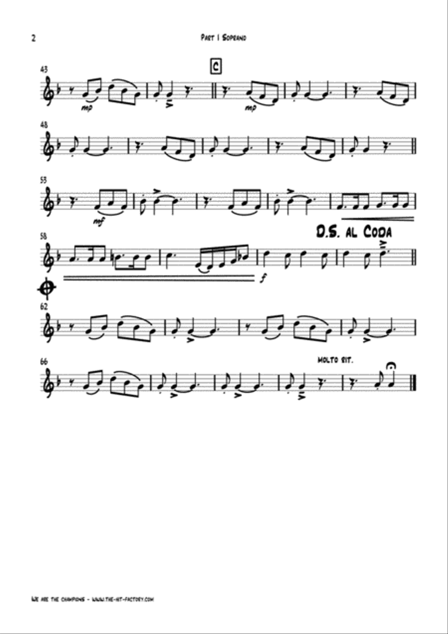We Are The Champions Saxophone Quintet scores gallery preview page 6