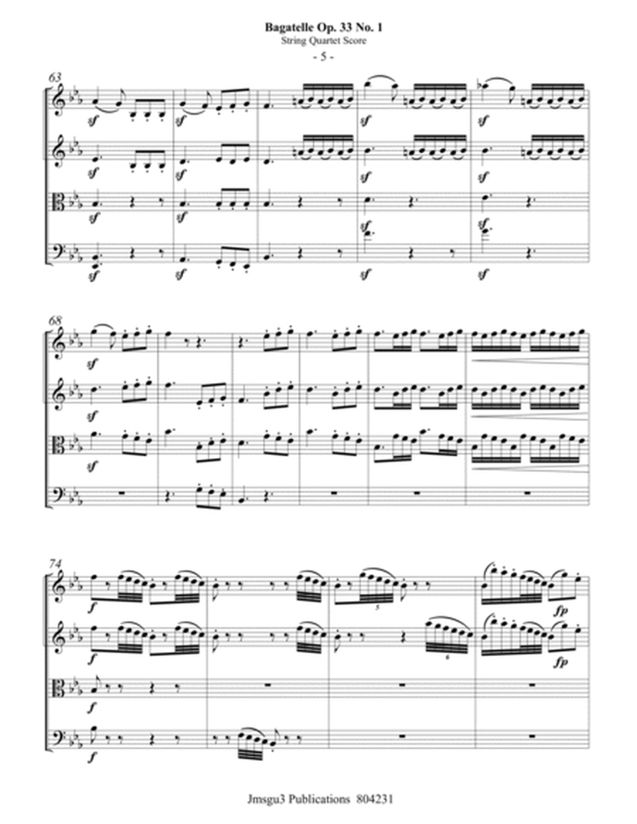 Beethoven: Bagatelle Op. 33 No. 1 for String Quartet image number null