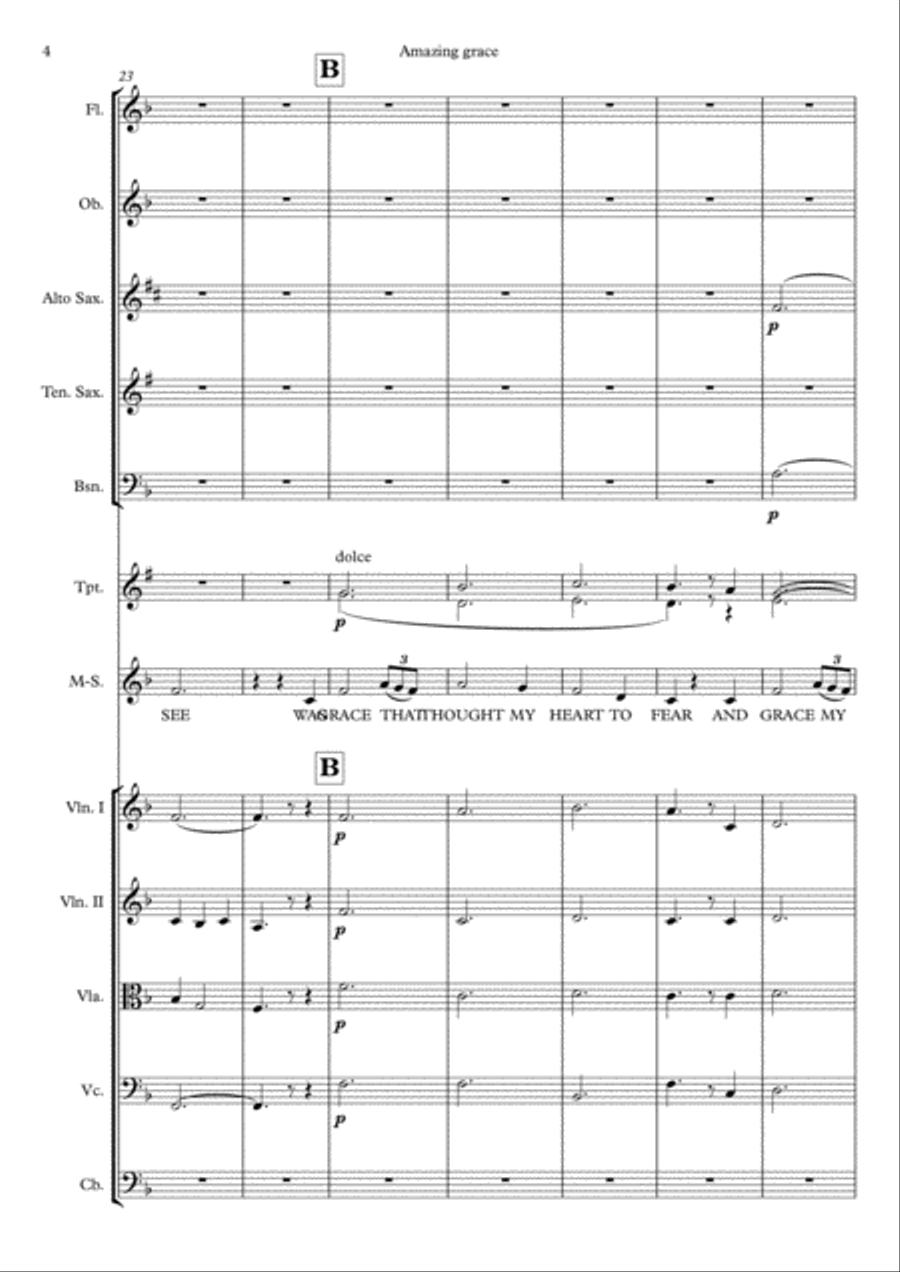 Amazing Grace Full Orchestra scores gallery preview page 4