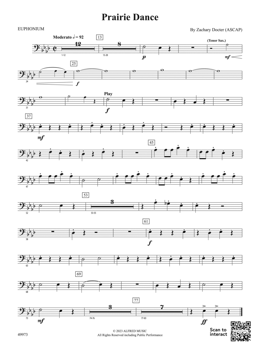 Prairie Dance: Baritone B.C. Concert Band scores gallery preview page 1