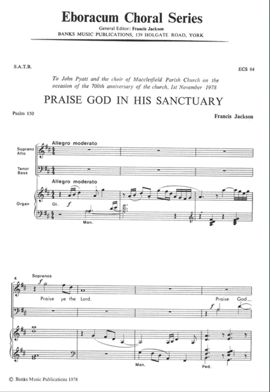 Praise God In His Sanctuary 4-Part scores gallery preview page 1