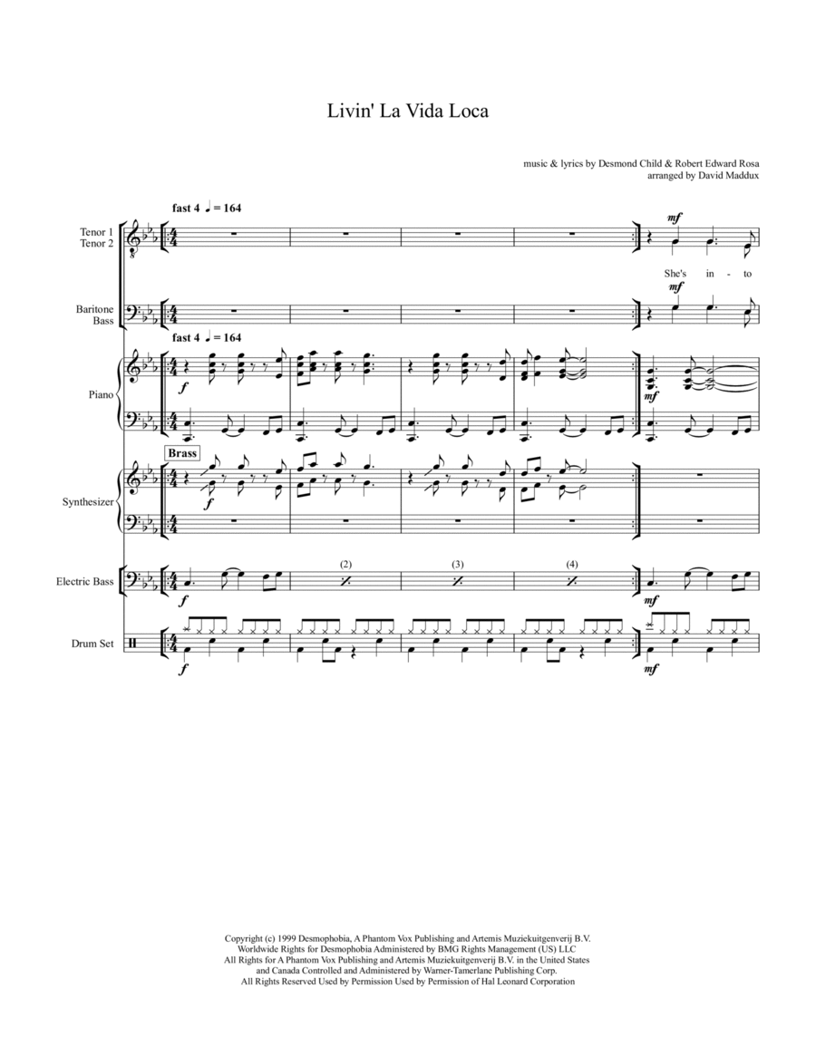 Livin' La Vida Loca Small Ensemble scores gallery preview page 1