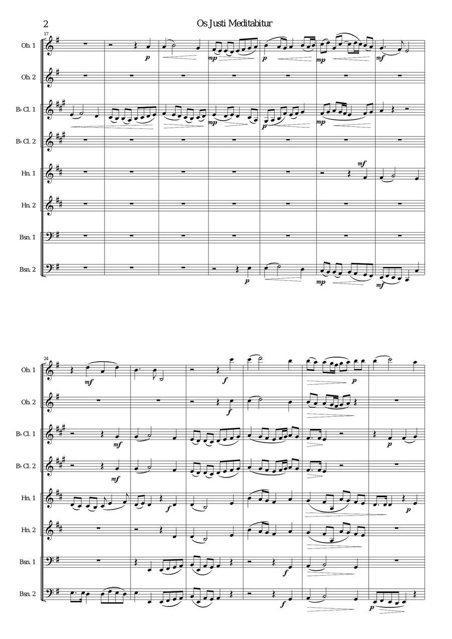 Os Justi meditabitur for wind octet Large Ensemble scores gallery preview page 2