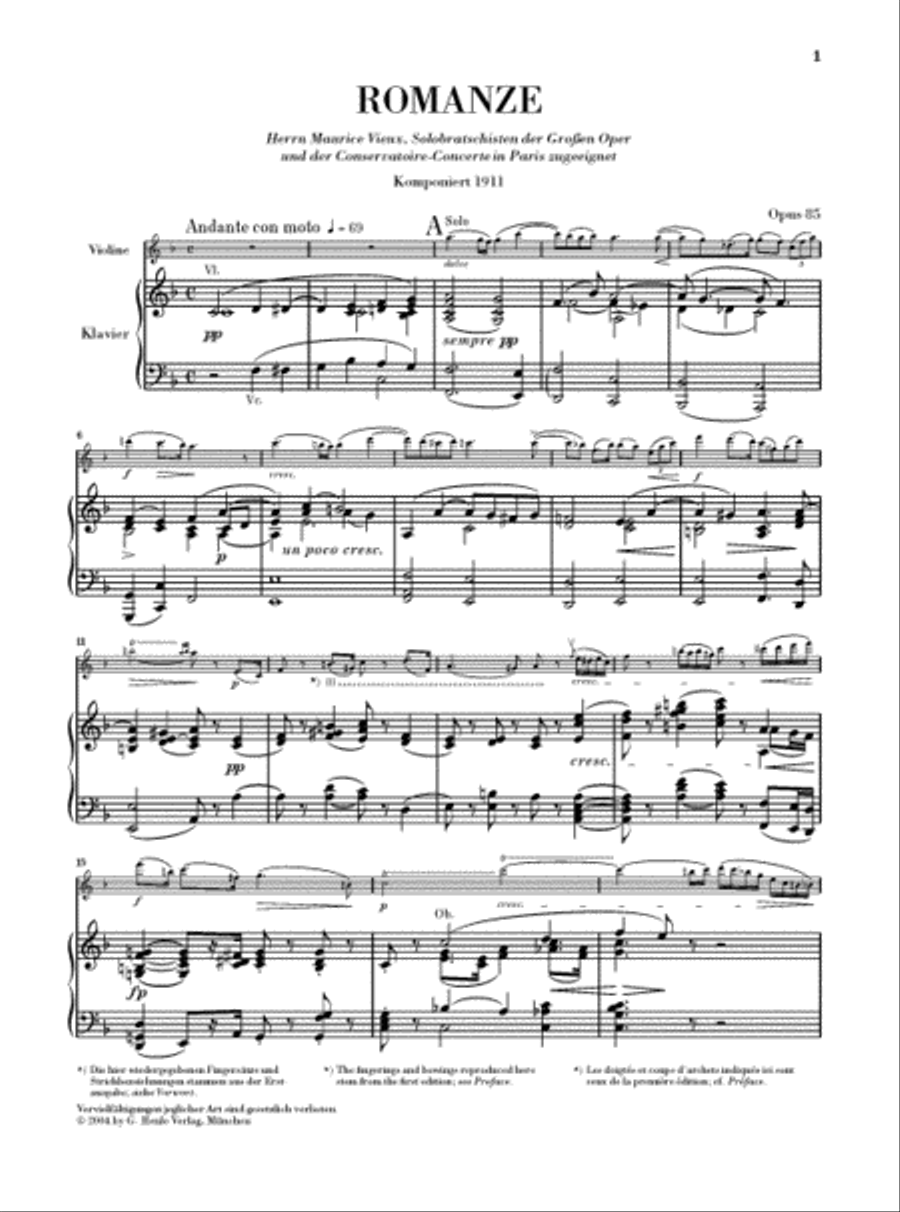Romance for Viola and Orchestra in F Major Op. 85 Viola scores gallery preview page 2