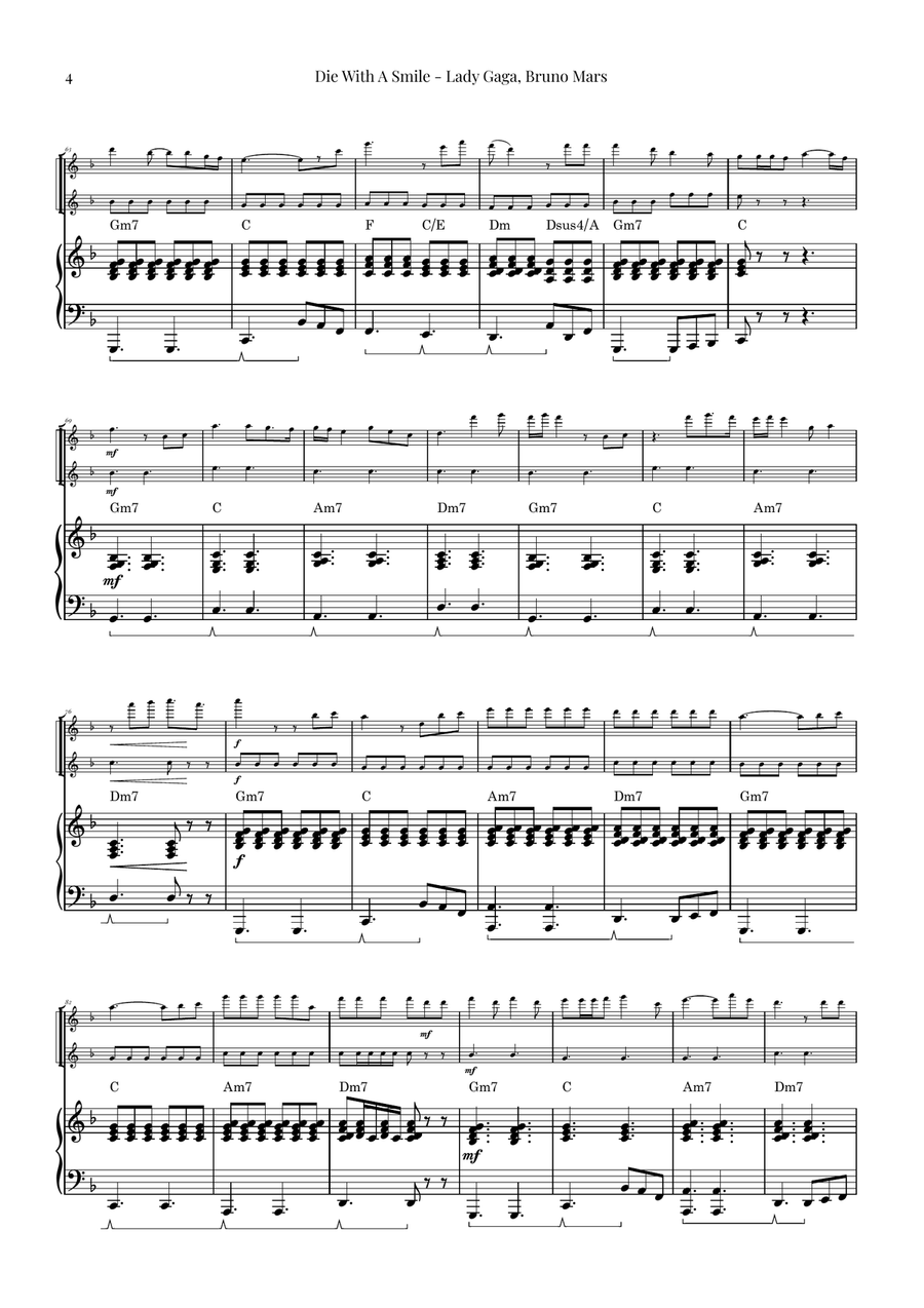 Die With A Smile Flute Duet scores gallery preview page 4