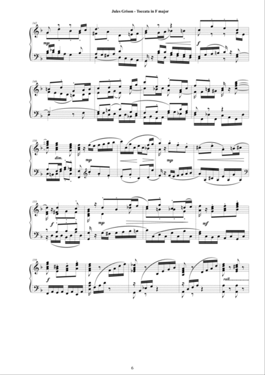 Jules Grison - Toccata in F major for Harpsichord (or Piano) Harpsichord scores gallery preview page 6