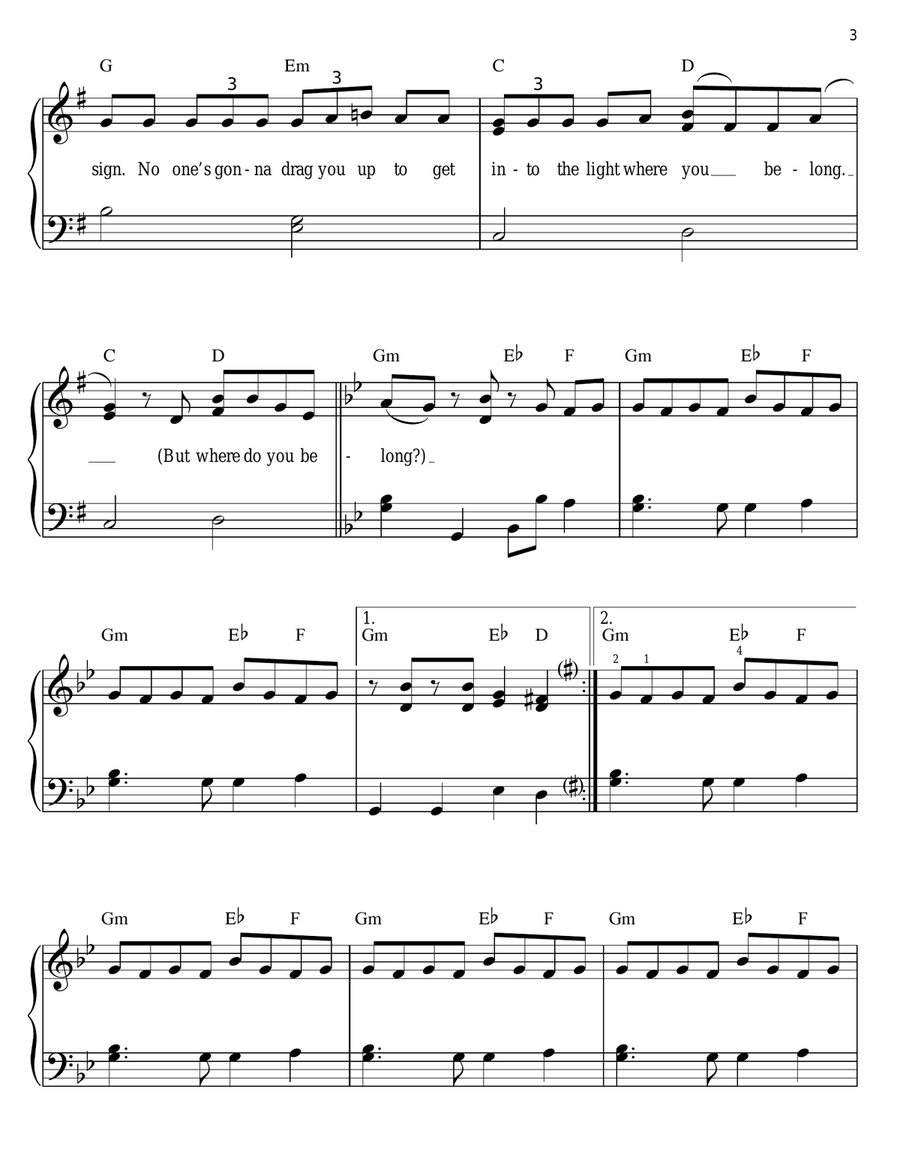 The Sign Easy Piano scores gallery preview page 3