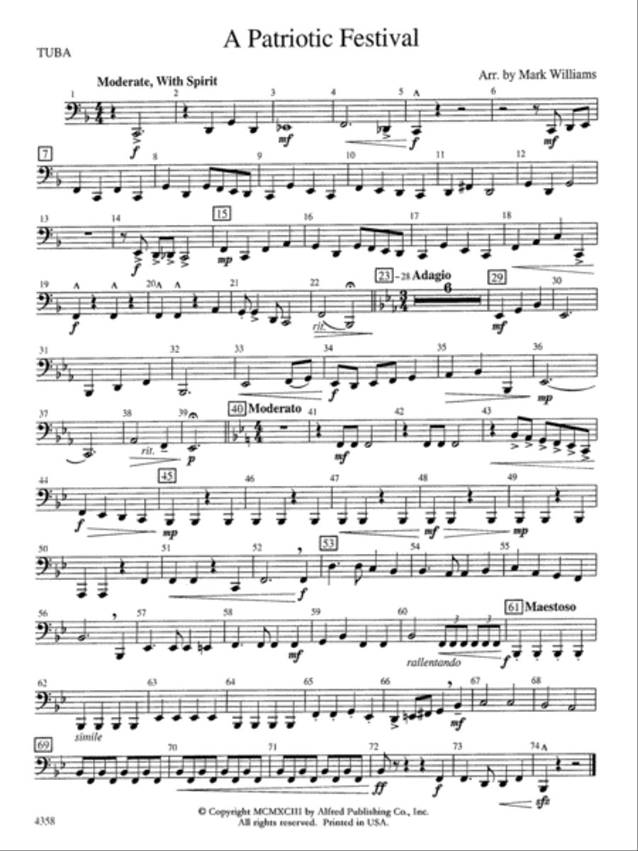 A Patriotic Festival: Tuba Concert Band scores gallery preview page 1