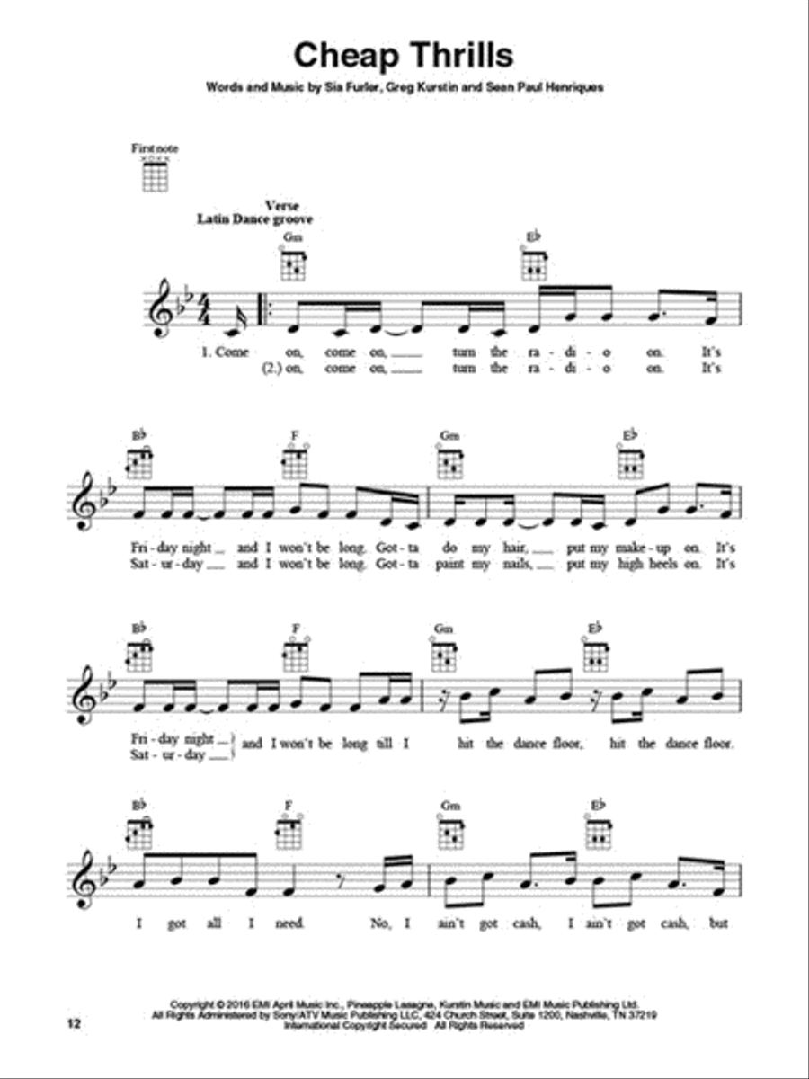 Top Hits of 2016 for Ukulele Ukulele scores gallery preview page 4