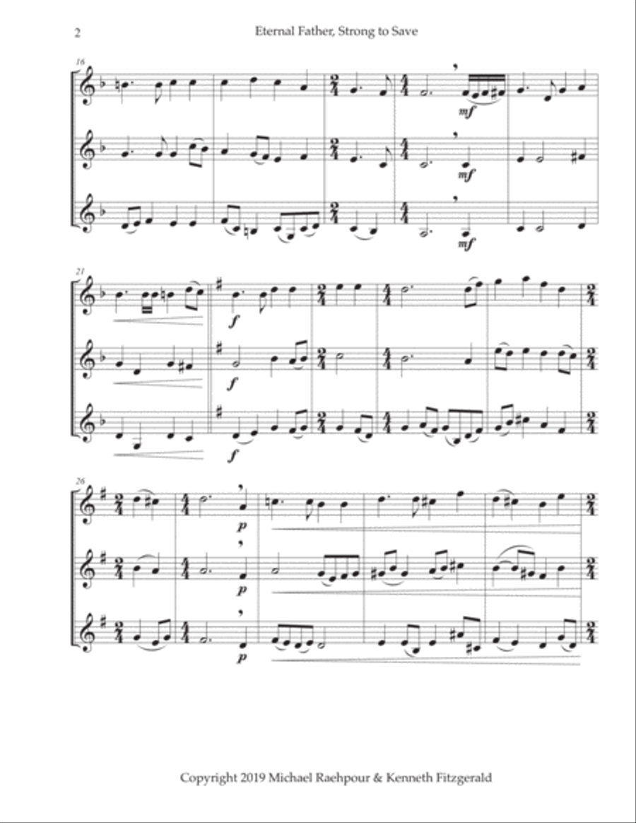 Eternal Father, Strong to Save - Trumpet Trio Trumpet Trio scores gallery preview page 2