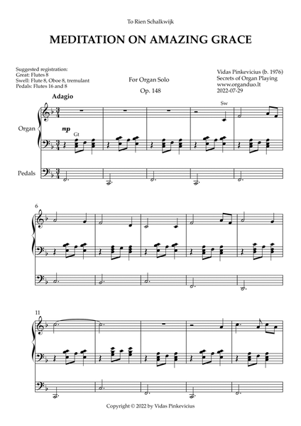Meditation on Amazing Grace, Op. 148 (Organ Solo) by Vidas Pinkevicius (2022)