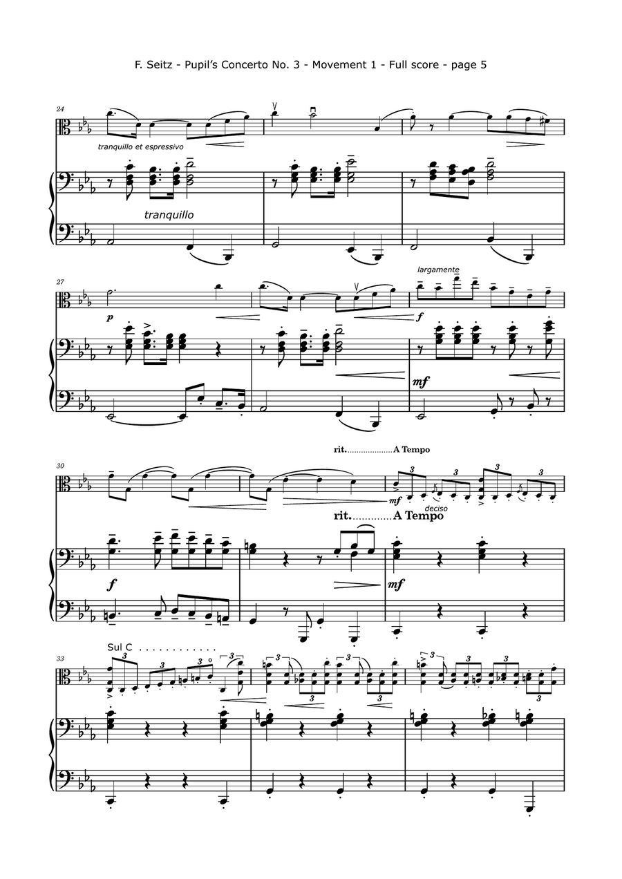 Seitz, F. - Concerto No. 3, Op. 12, for Viola and Piano Piano scores gallery preview page 5