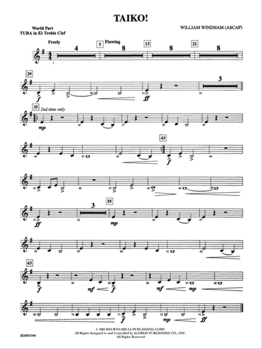 Taiko!: (World Part) E-flat Tuba T.C. Concert Band scores gallery preview page 1
