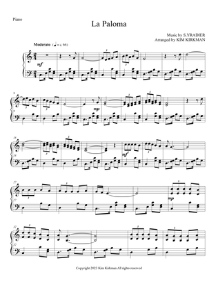 La Paloma for piano (no lblack notes required)