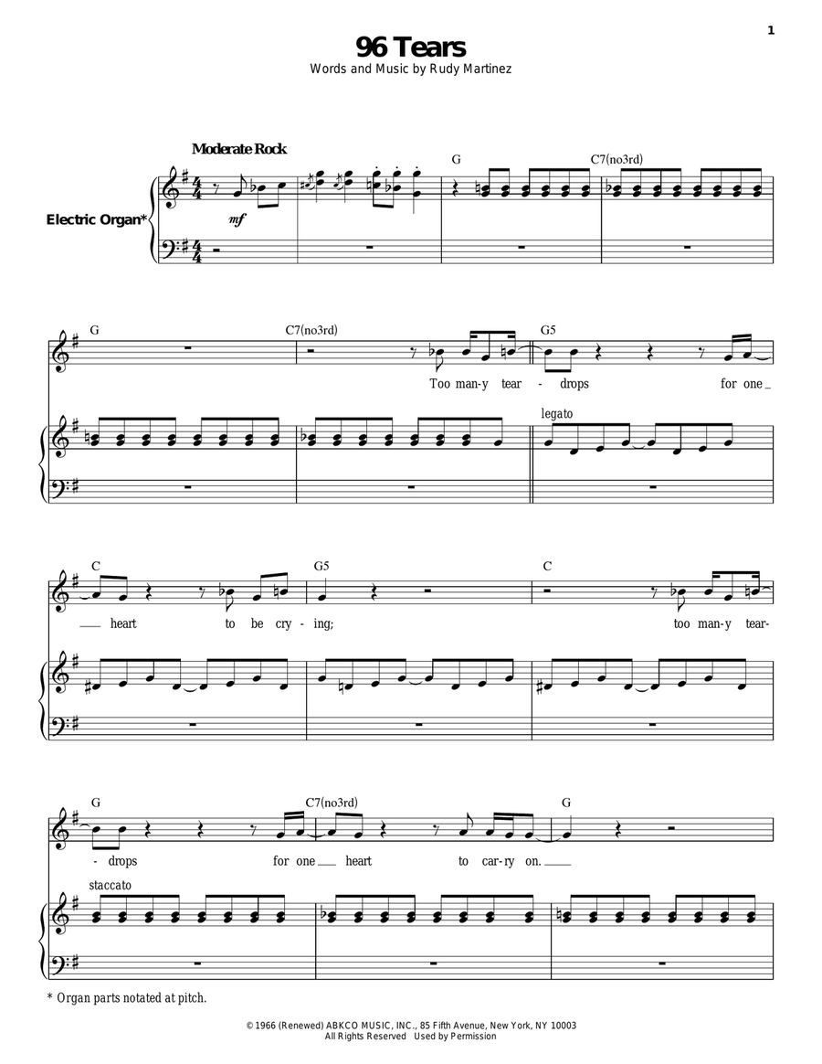 96 Tears Piano scores gallery preview page 1