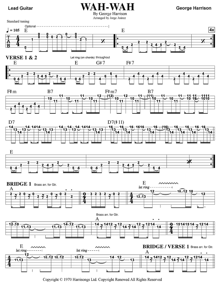 Wah-wah Guitar Tablature scores gallery preview page 1