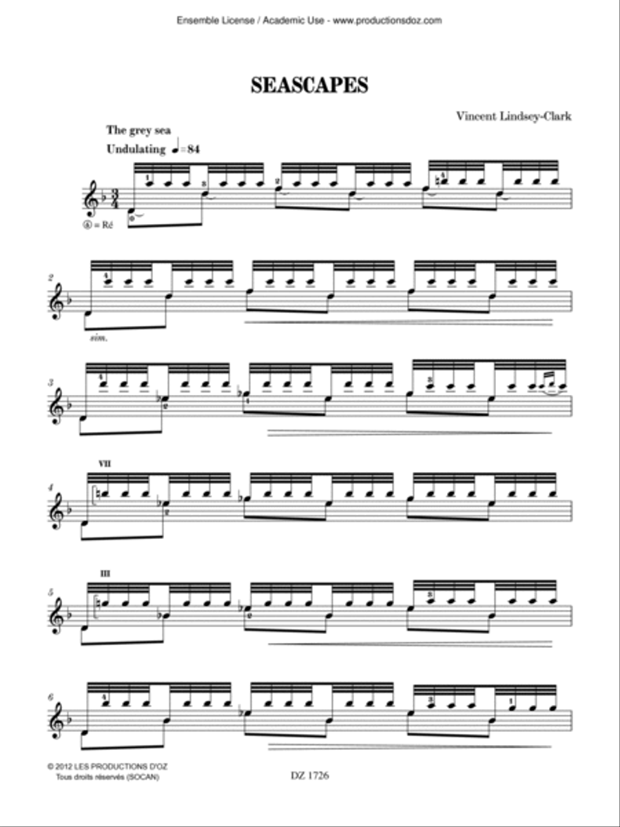 Seascapes Classical Guitar scores gallery preview page 3