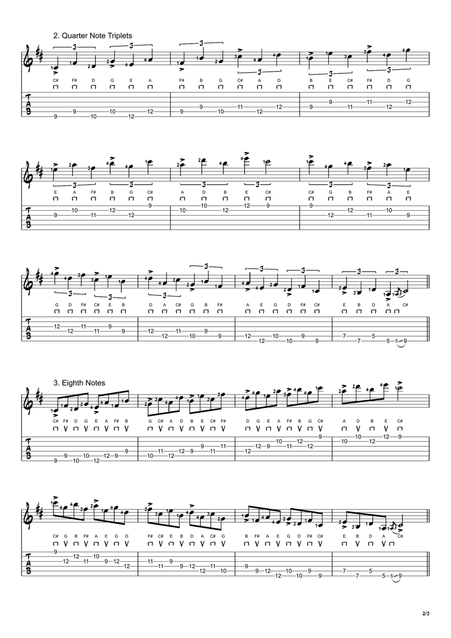 C# Locrian Mode Exercises - Ascending and Descending in 4ths Acoustic Guitar scores gallery preview page 2