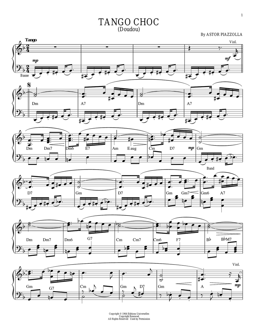 Tango choc (Doudou) Tango choc (Doudou) Piano Solo scores gallery preview page 1