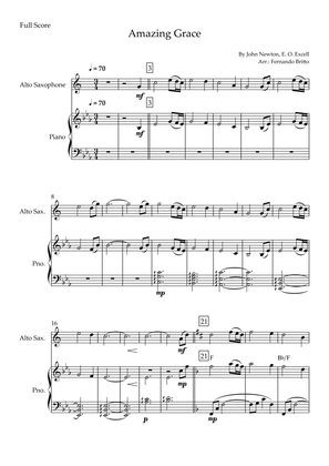 Amazing Grace for Alto Saxophone Solo and Piano Accompaniment with Chords