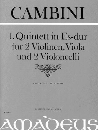 Book cover for Quintet No. 1 in E flat Major