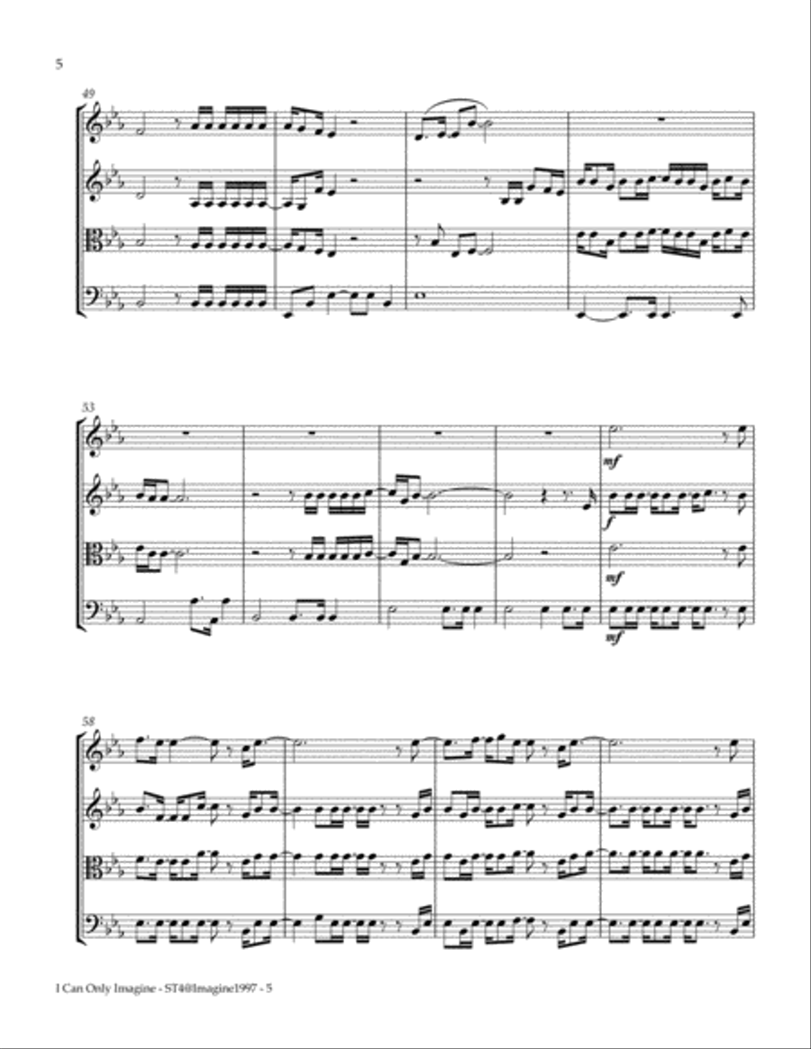 I Can Only Imagine String Quartet scores gallery preview page 6
