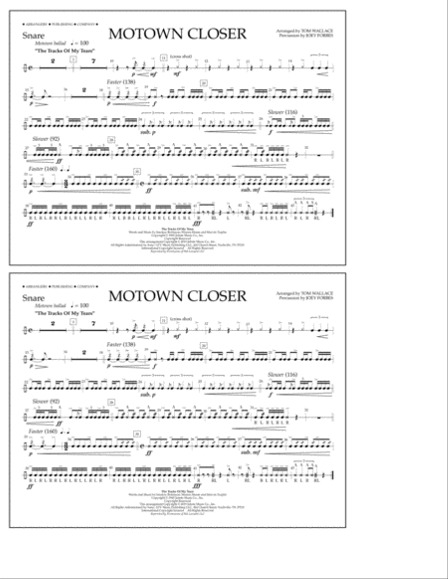 Motown Closer (arr. Tom Wallace) - Snare Marching Band scores gallery preview page 1
