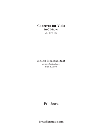 Book cover for Concerto for Viola in C Major FULL SCORE