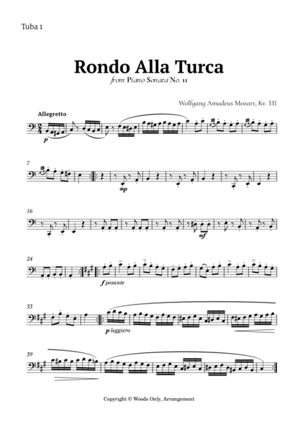 Rondo Alla Turca by Mozart for Tuba Quartet image number null