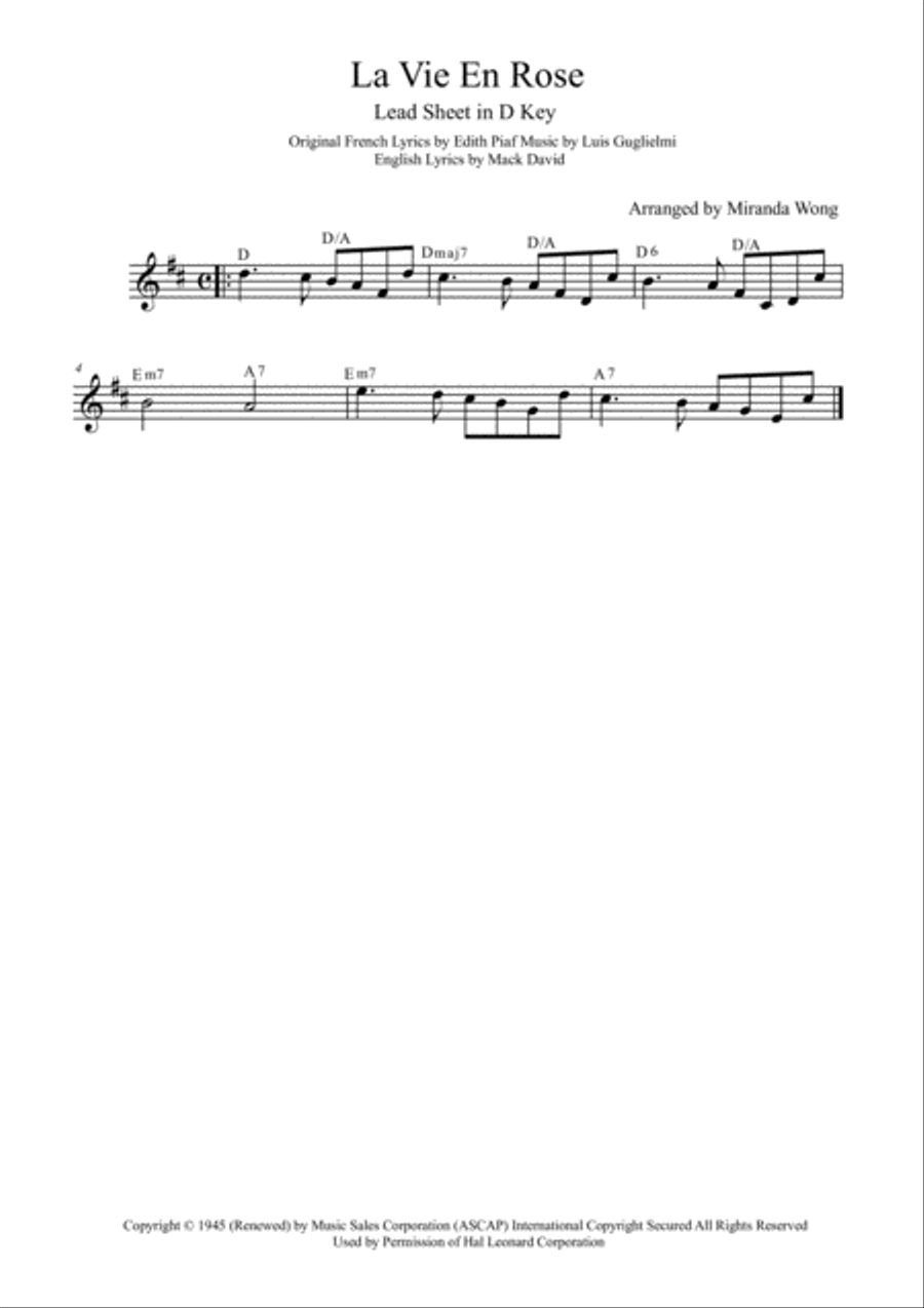 La vie en rose sales tenor sax