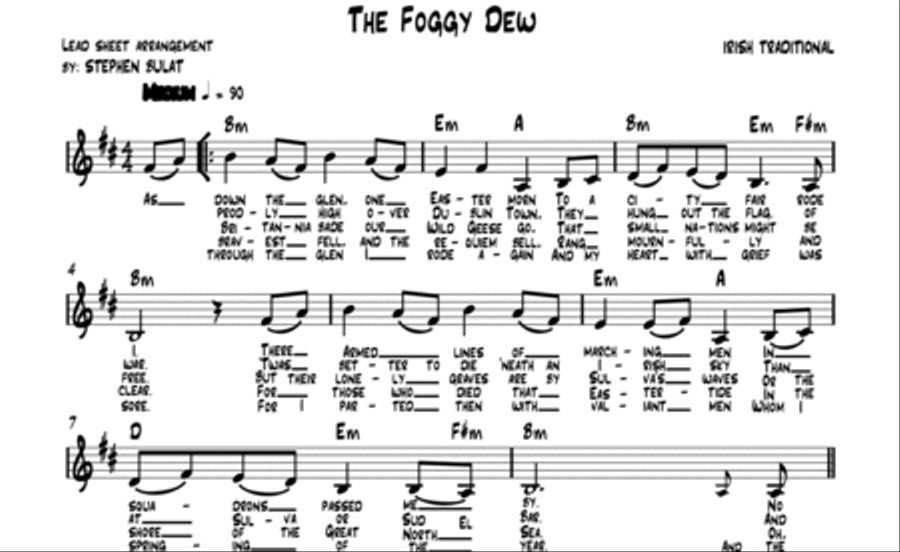 The Foggy Dew (Sinead O'Connor, The Chieftains) - Lead sheet (key of Bm) Large Ensemble scores gallery preview page 2