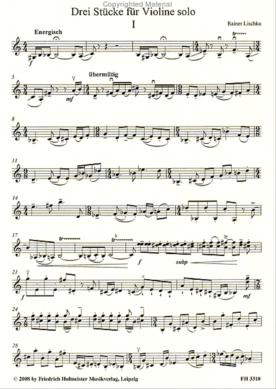 3 Stücke für Violine Violin Solo scores gallery preview page 3