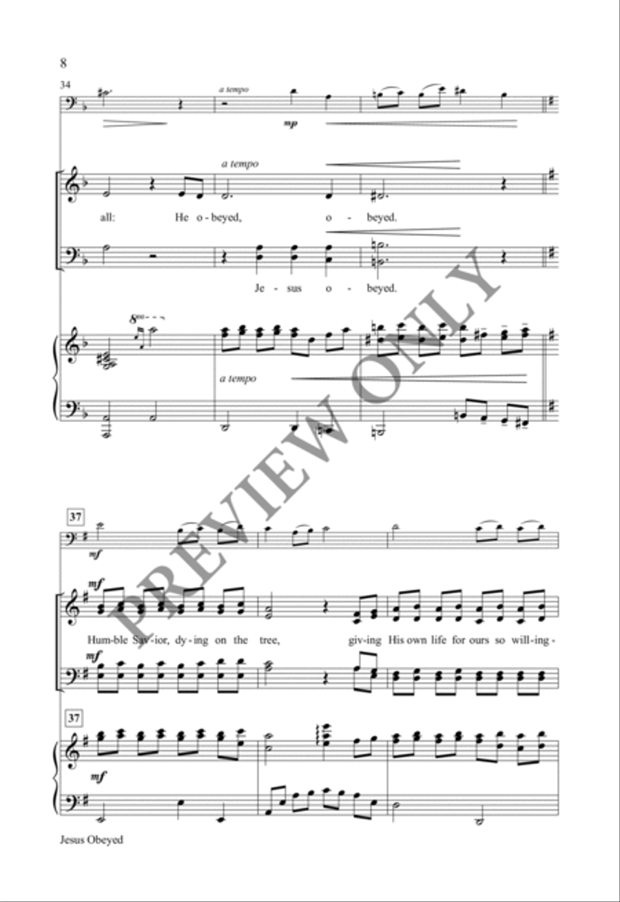 Jesus Obeyed 4-Part scores gallery preview page 7