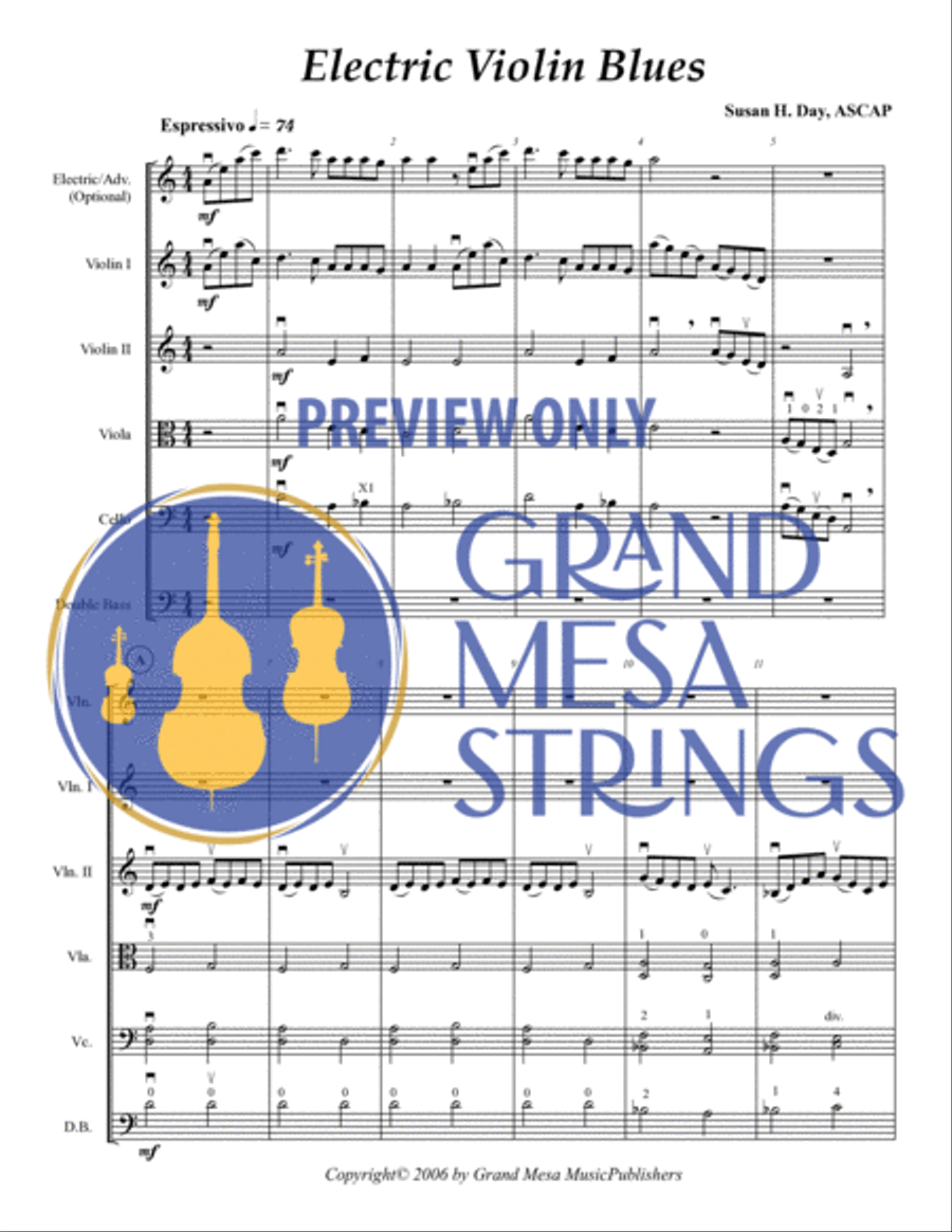 Electric Violin Blues Electric Violin Blues String Orchestra scores gallery preview page 2