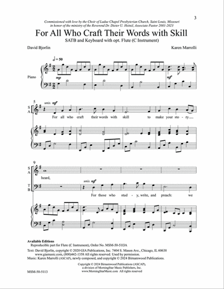 For All Who Craft Their Words with Skill 4-Part scores gallery preview page 3