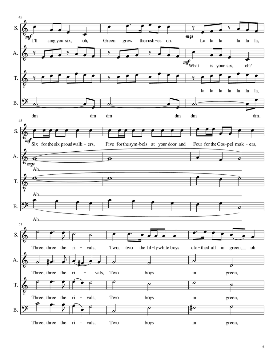 Green Grow the Rushes O Green Grow the Rushes O 4-Part scores gallery preview page 5