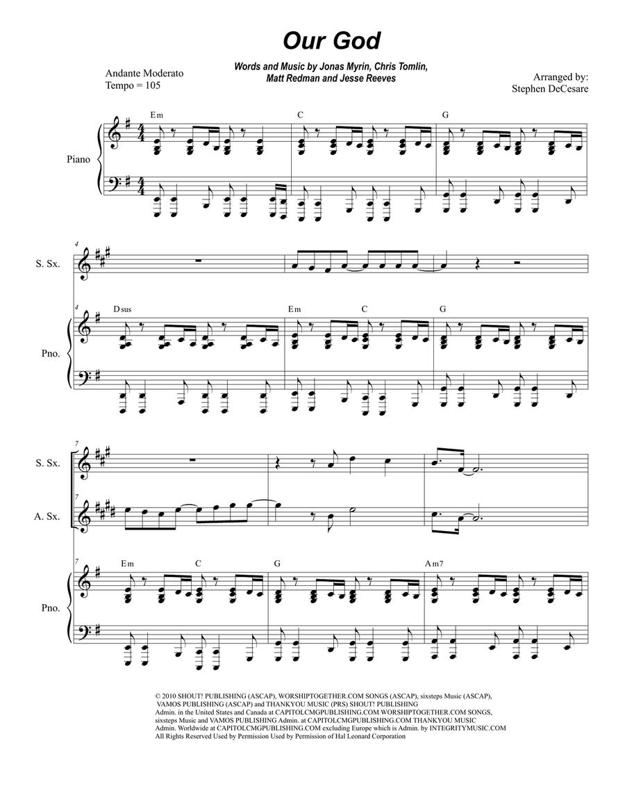 Our God Soprano Saxophone scores gallery preview page 1