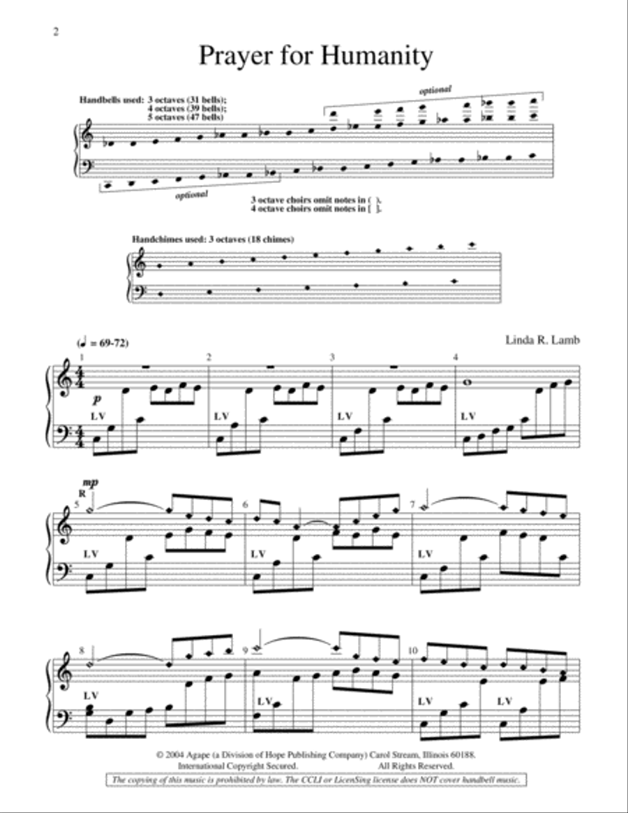 Prayer for Humanity Handbell Choir scores gallery preview page 2