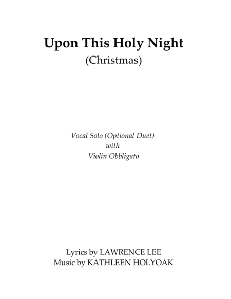 Upon This Holy Night - Vocal Solo with Violin by KATHLEEN HOLYOAK image number null