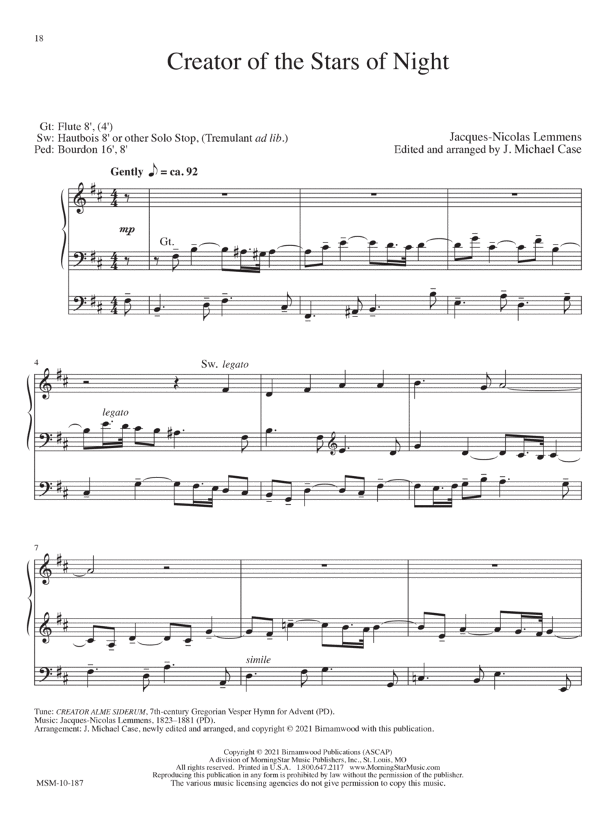 Creator of the Stars of Night Organ scores gallery preview page 1