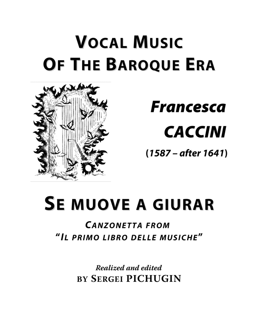 CACCINI Francesca: Se muove a giurar, canzonetta, arranged for Voice and Piano (E minor) Medium Voice scores gallery preview page 1