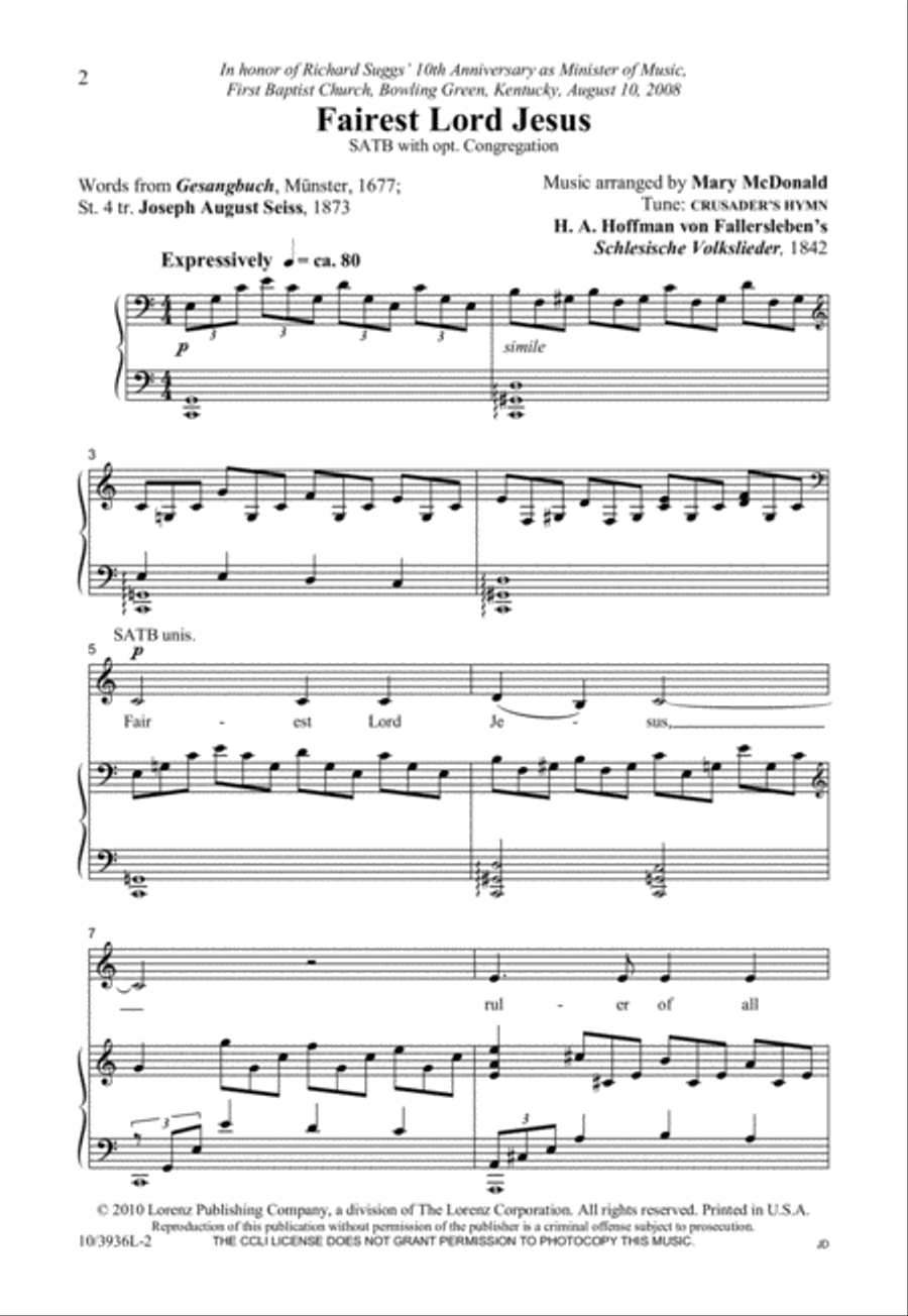 Fairest Lord Jesus 4-Part scores gallery preview page 3