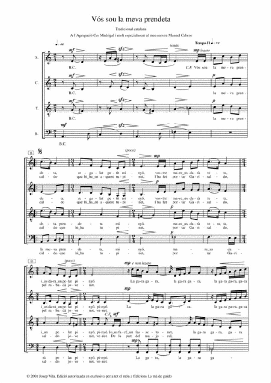 Vós sou la meva prendeta Vós sou la meva prendeta 4-Part scores gallery preview page 3