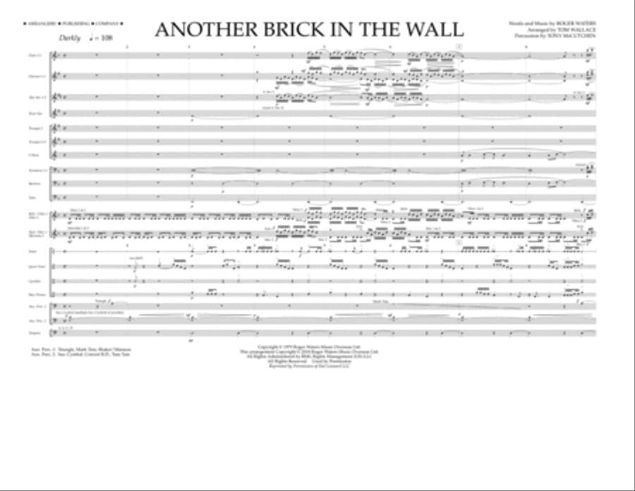 Another Brick in the Wall - Full Score Marching Band scores gallery preview page 1