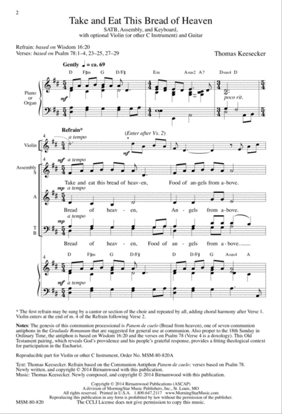 Take and Eat This Bread of Heaven 4-Part scores gallery preview page 2