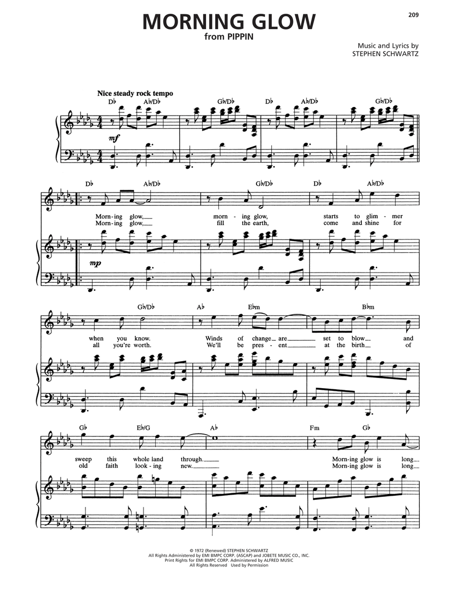 Morning Glow (from Pippin) Voice scores gallery preview page 1